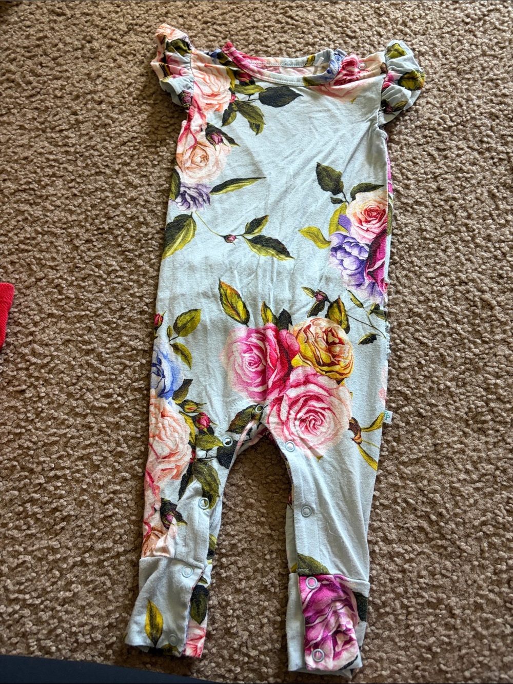 B62 Posh Peanut Bamboo Ruffle-Sleeve Baby Romper, 9-12 months PLAY